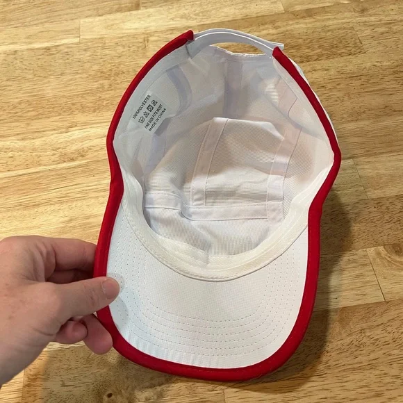 Ironman running hat Captain 5 panel white red trim triathlon swim run bike cap - Picture 3 of 3